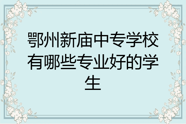 鄂州新庙中专学校有哪些专业好的学生