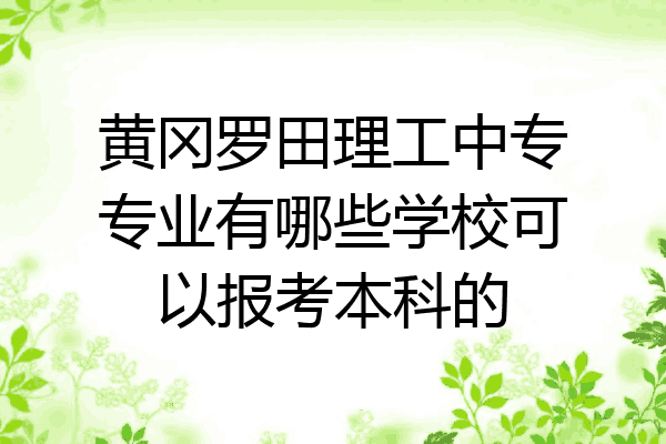 黄冈罗田理工中专专业有哪些学校可以报考本科的