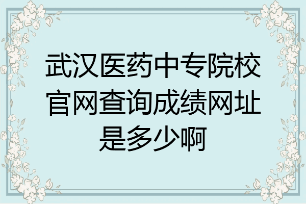 武汉医药中专院校官网查询成绩网址是多少啊