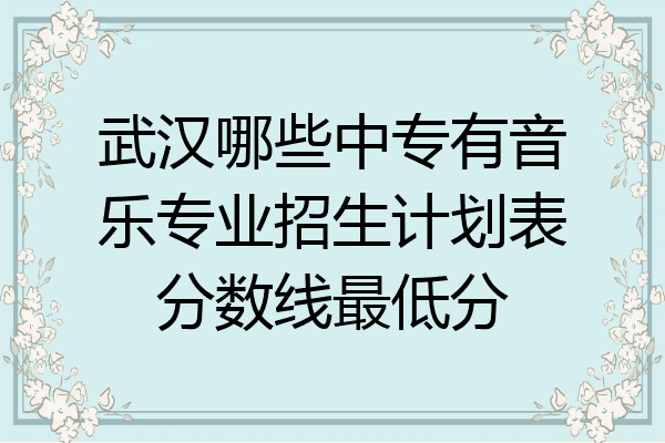 武汉哪些中专有音乐专业招生计划表分数线最低分