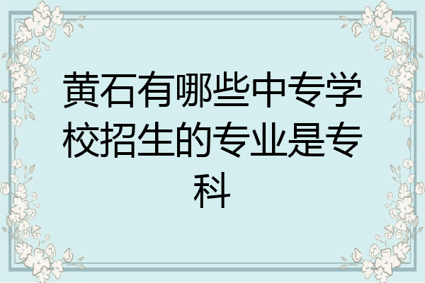 黄石有哪些中专学校招生的专业是专科