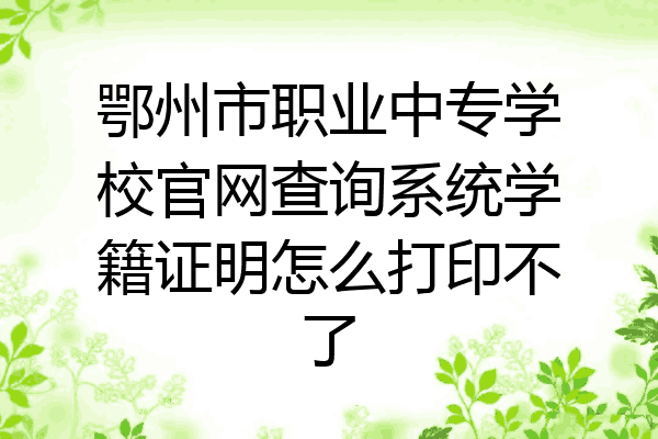 鄂州市职业中专学校官网查询系统学籍证明怎么打印不了
