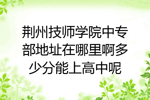 荆州技师学院中专部地址在哪里啊多少分能上高中呢
