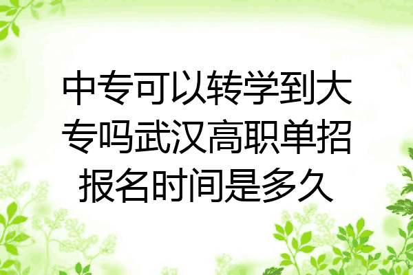 中专可以转学到大专吗武汉高职单招报名时间是多久