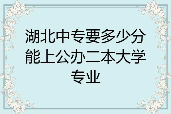 湖北中专要多少分能上公办二本大学专业