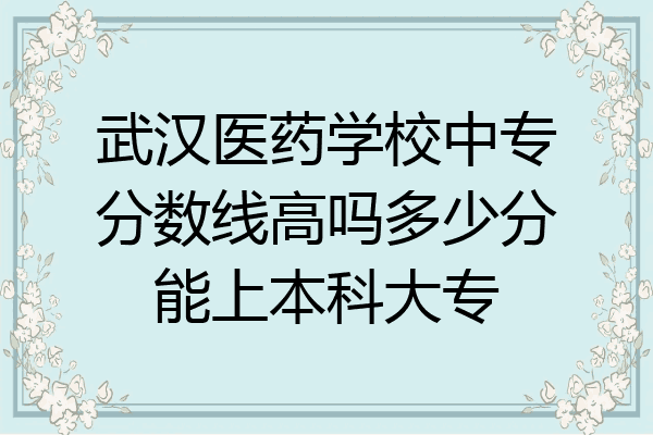 武汉医药学校中专分数线高吗多少分能上本科大专