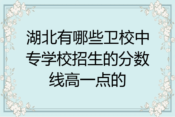湖北有哪些卫校中专学校招生的分数线高一点的