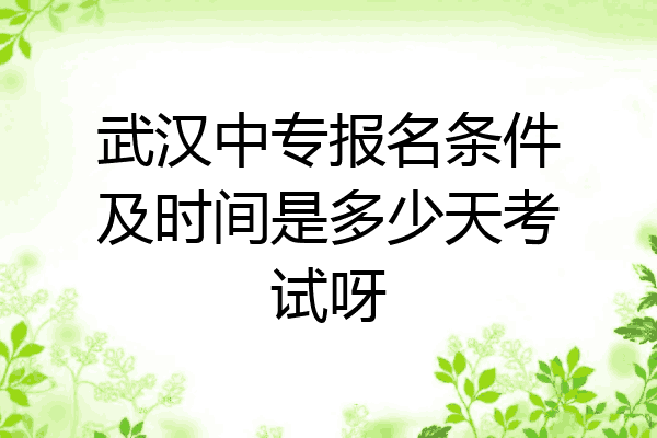 武汉中专报名条件及时间是多少天考试呀