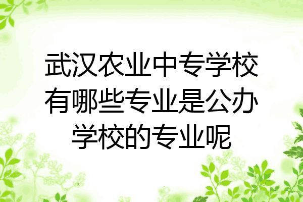 武汉农业中专学校有哪些专业是公办学校的专业呢