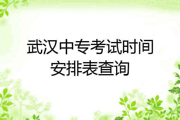 武汉中专考试时间安排表查询