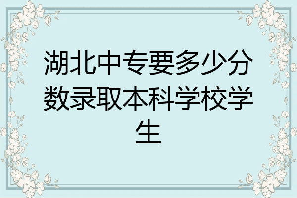 湖北中专要多少分数录取本科学校学生
