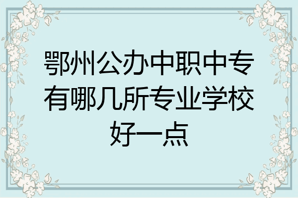 鄂州公办中职中专有哪几所专业学校好一点
