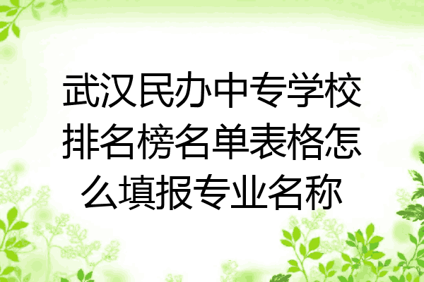 武汉民办中专学校排名榜名单表格怎么填报专业名称