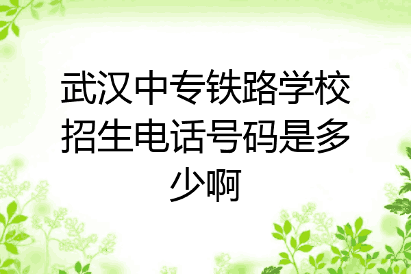 武汉中专铁路学校招生电话号码是多少啊