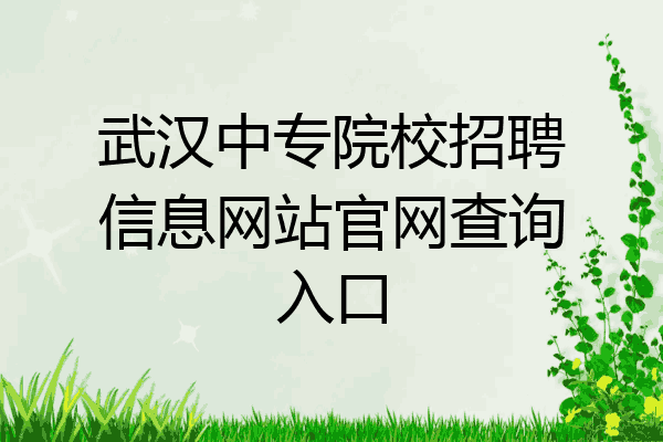 武汉中专院校招聘信息网站官网查询入口