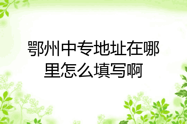 鄂州中专地址在哪里怎么填写啊