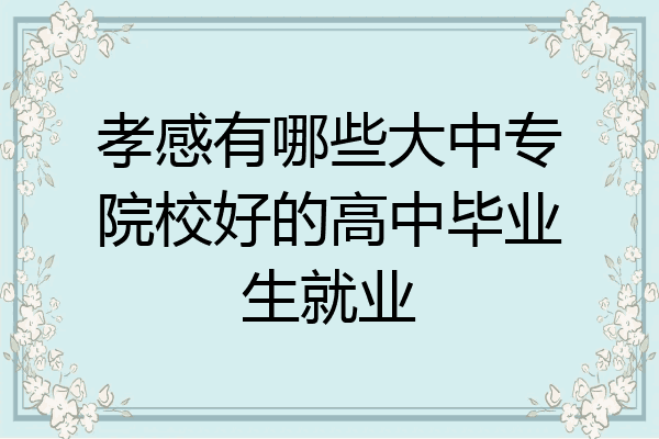 孝感有哪些大中专院校好的高中毕业生就业