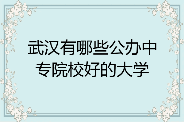 武汉有哪些公办中专院校好的大学
