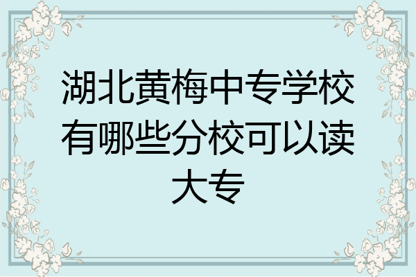 湖北黄梅中专学校有哪些分校可以读大专