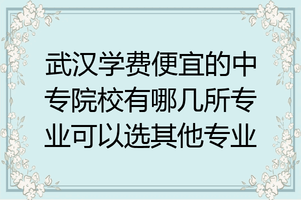 武汉学费便宜的中专院校有哪几所专业可以选其他专业