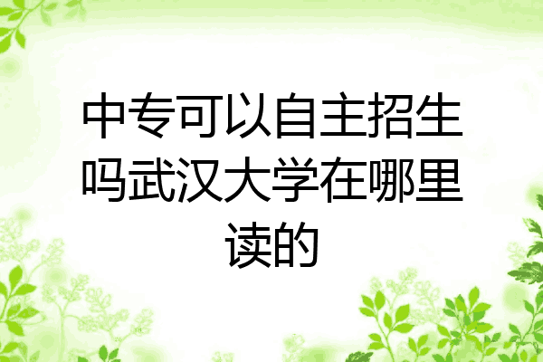 中专可以自主招生吗武汉大学在哪里读的