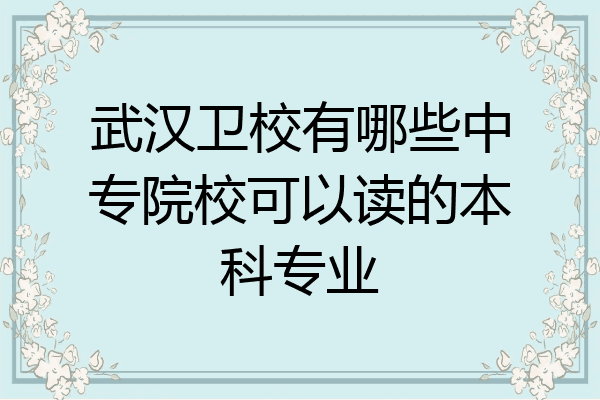 武汉卫校有哪些中专院校可以读的本科专业