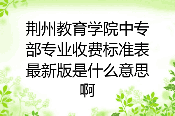 荆州教育学院中专部专业收费标准表最新版是什么意思啊