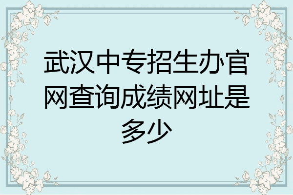 武汉中专招生办官网查询成绩网址是多少