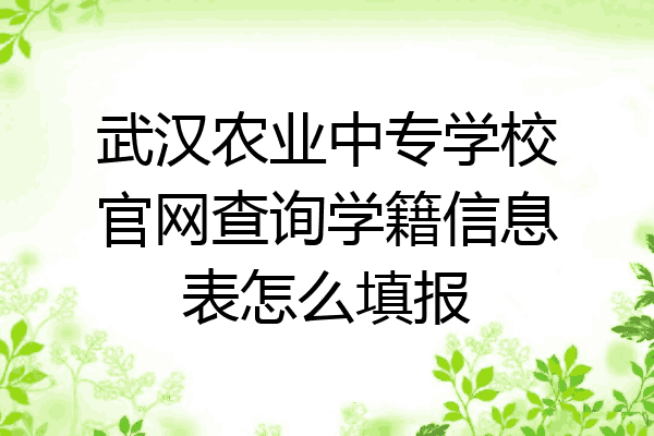 武汉农业中专学校官网查询学籍信息表怎么填报