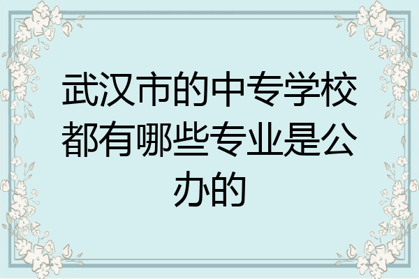 武汉市的中专学校都有哪些专业是公办的