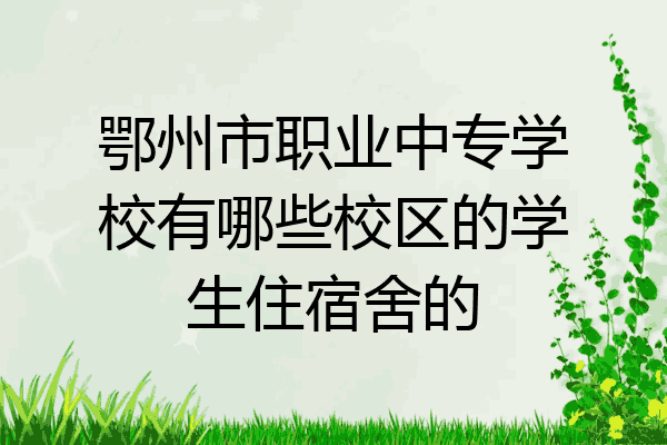 鄂州市职业中专学校有哪些校区的学生住宿舍的