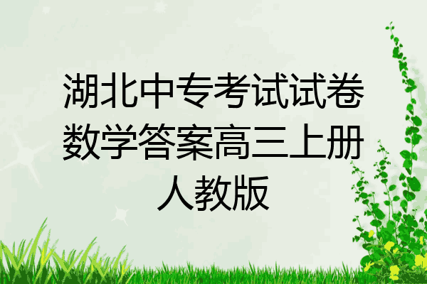 湖北中专考试试卷数学答案高三上册人教版