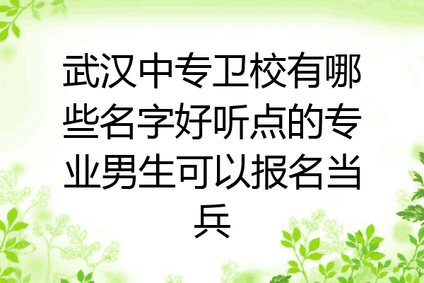武汉中专卫校有哪些名字好听点的专业男生可以报名当兵