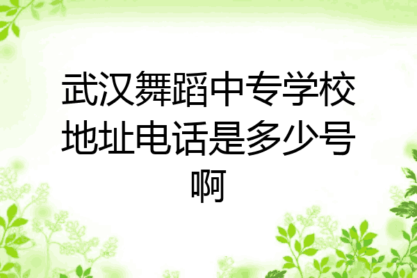 武汉舞蹈中专学校地址电话是多少号啊