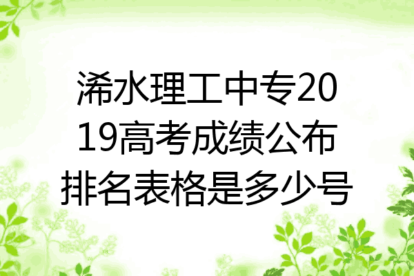 浠水理工中专2019高考成绩公布排名表格是多少号