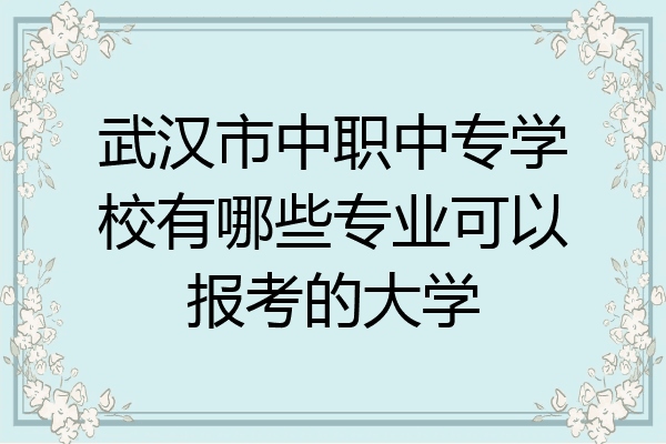 武汉市中职中专学校有哪些专业可以报考的大学