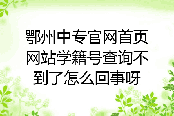 鄂州中专官网首页网站学籍号查询不到了怎么回事呀