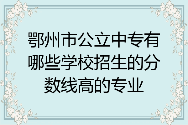 鄂州市公立中专有哪些学校招生的分数线高的专业