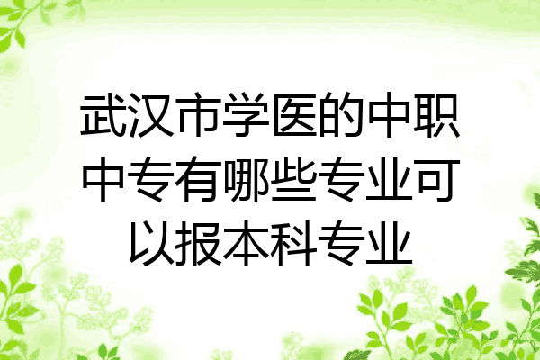 武汉市学医的中职中专有哪些专业可以报本科专业