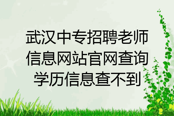 武汉中专招聘老师信息网站官网查询学历信息查不到