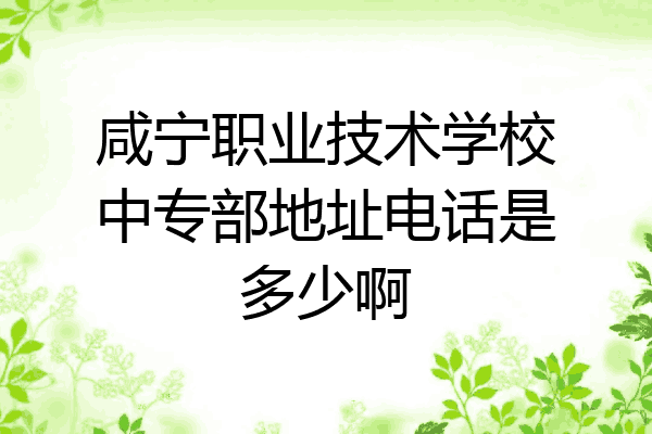 咸宁职业技术学校中专部地址电话是多少啊