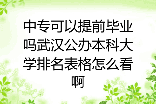 中专可以提前毕业吗武汉公办本科大学排名表格怎么看啊