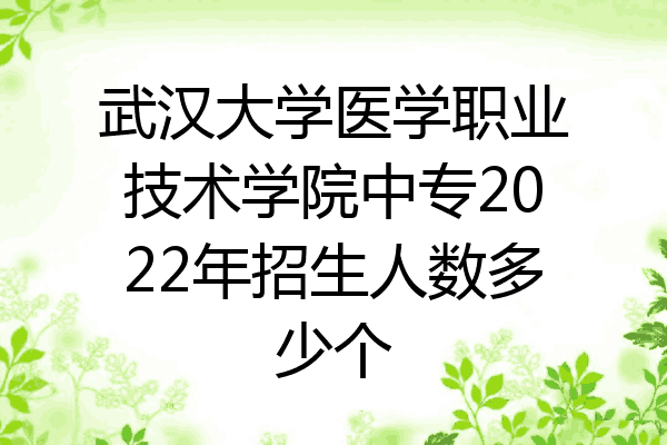 武汉大学医学职业技术学院中专2022年招生人数多少个