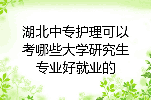 湖北中专护理可以考哪些大学研究生专业好就业的