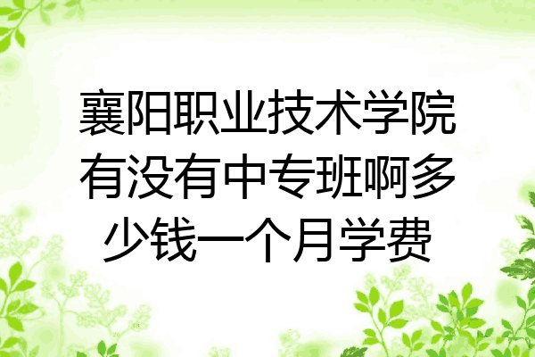襄阳职业技术学院有没有中专班啊多少钱一个月学费