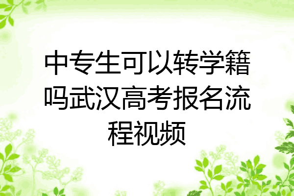 中专生可以转学籍吗武汉高考报名流程视频