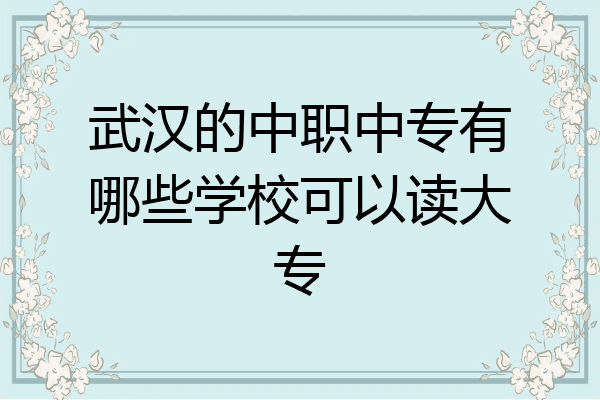 武汉的中职中专有哪些学校可以读大专