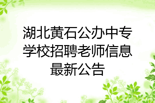 湖北黄石公办中专学校招聘老师信息最新公告