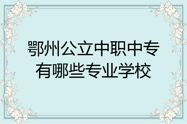 鄂州公立中职中专有哪些专业学校