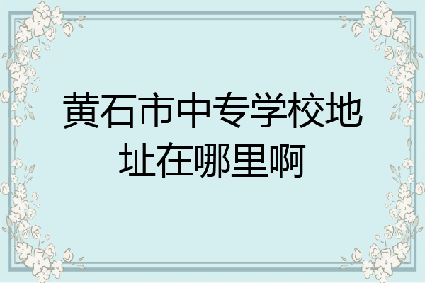 黄石市中专学校地址在哪里啊